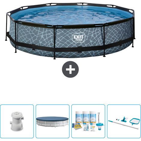 Exit Pool Rund - Steinoptik - 360x76 cm - 5-teilig SCB21 (1/4)
