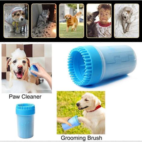 Lot de 2 nettoyeurs de pattes pour chiens avec brosses en silicone souple et gobelet de nettoyage portable (1/4)