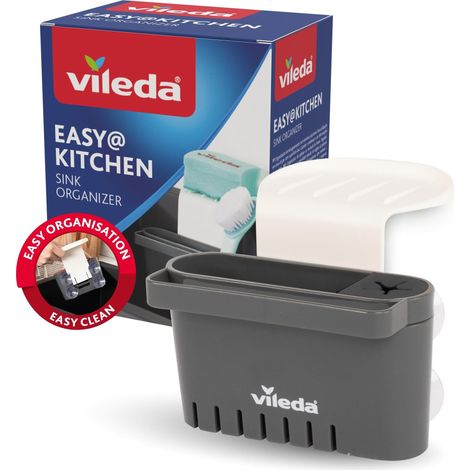 Porte-éponge pour évier - Sans perçage - Porte-éponge de cuisine avec ventouse - Mini organiseur pour éponges et brosses - Durable et facile à installer (1/5)