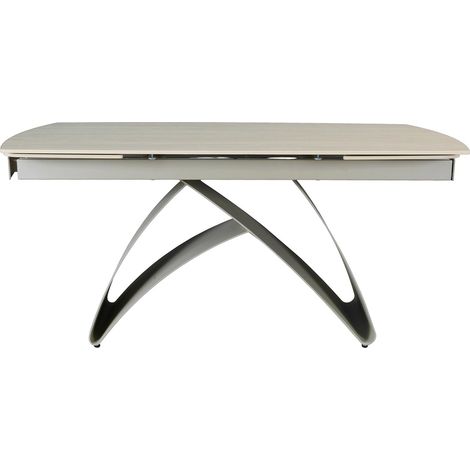 Table a manger extensible en metal beige plateau ceramique blanc 210033780 (1/5)