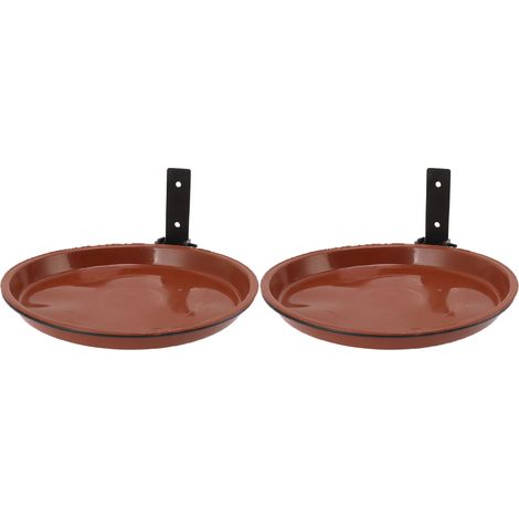 Mangeoire et bain d'oiseaux à fixer sur un arbre, avec anneau métallique robuste, pour jardin et terrasse. Comprend 2 pots et 2 supports. (1/5)