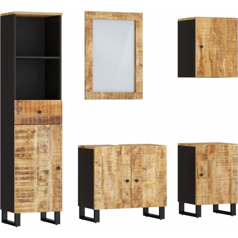 Maison Exclusive - 5-tlg. Badmöbel-Set Massivholz Mango (1/5)