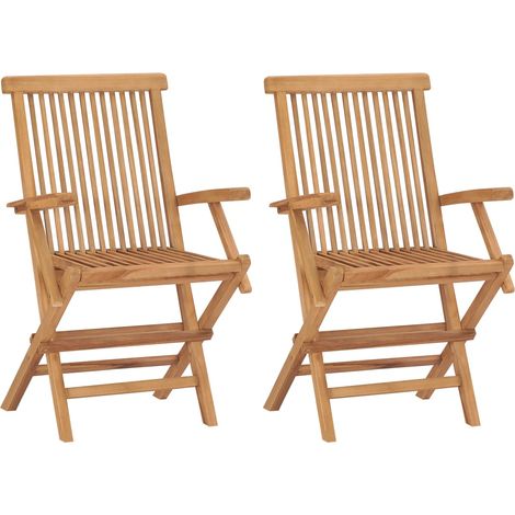 Lot de 2 Chaises pliables de jardin,Siège de Terrasse Chaise d'extérieur Bois de teck solide CFW654838 (1/5)