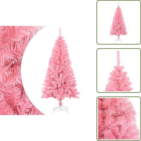 The Living Store Künstlicher Weihnachtsbaum mit Ständer Rosa 150 cm PVC - Rosa Weihnachtsbaum (1/5)