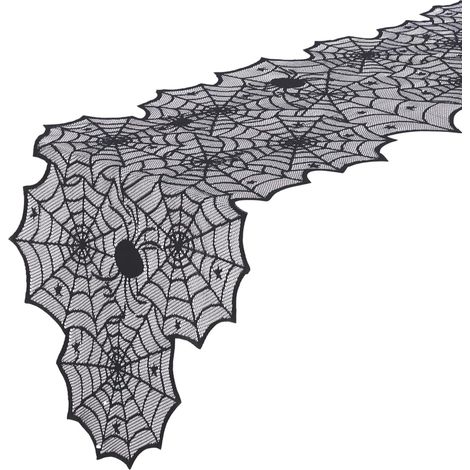 CSPARKV Halloween Spider Web Table Runner, 45 x 180 cm Halloween Scary Table Decoration for Halloween Parties Fall Decoration for Indoor and Outdoor Use Black (1/5)