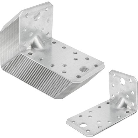 SOTECH 20er Set Bauwinkel Winkelverbinder 90° Materialstärke 2,5 mm Schwerlastwinkel aus feuerverzinkter Stahl Eckwinkel Stahlwinkel mit Sicke (Verstärkung) 50 × 90 × 55 mm