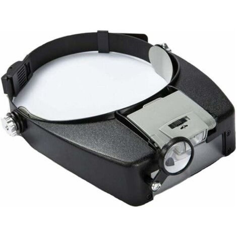 BUNTHAUS PA AIPERQ Lunettes Loupe Grossissante Helmet avec Éclairage LED - 1.5X - 10X Zoom - Casque Loupe Frontale Serre Tête avec Lumière pour Lecture, Bijoutier, Couture, et Bricolage - gris (1/4)