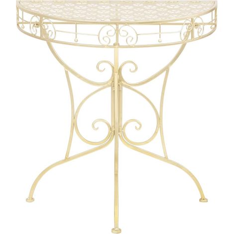 Vintage Beistelltisch Halbmond Metall 72x36x74 cm Gold