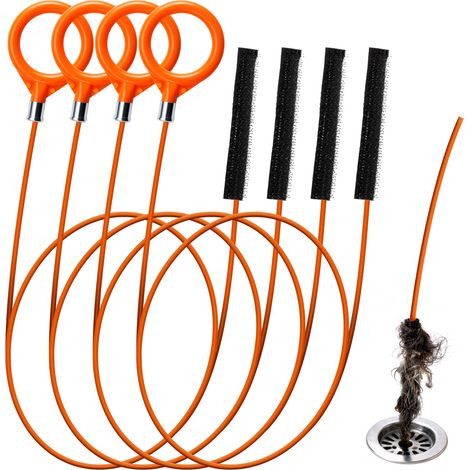 Furet Deboucheur Canalisation 81cm, 4 Pcs Métal Brosse de Débouchage de Canalisation, Brosse de Nettoyage de Drain D'égout, Flexible Brosse pour Tuyaux, Deboucheur Evier pour Evier (1/5)
