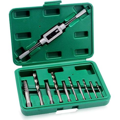 Juego de 11 piezas para extraer tornillos rotos, extractor de tornillos dañados, removedor de pernos, herramienta para taladro y sujetadores con llave de sujeción. (1/5)