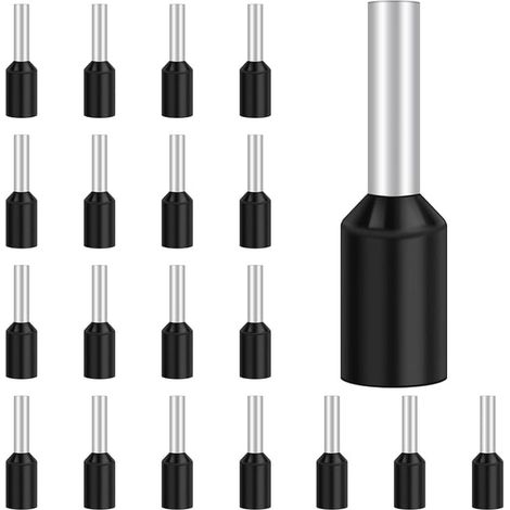 Lot de 100 Embouts Isolés 1,5 mm² Noir, Connecteurs Électriques pour Fil Souple, Manchons de Câblage 8 mm, Cosse à Sertir (1/5)