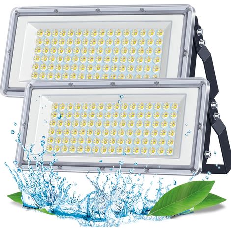 Projecteur LED Extérieur 100W, 10000LM 6500K Spot LED Extérieur 2 Pièce IP67 Imperméable Luminaire Exterieur, 85-265V Lampe LED Exterieur pour Jardin Terrasse Garage Usine Stade (1/5)