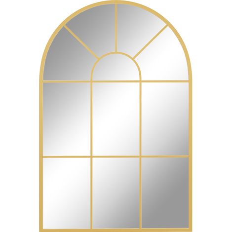 Specchio da parete a finestra 91 x 60 cm in metallo dorato con ganci - CHICFURN (1/5)