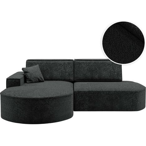 Canapé d'angle gauche convertible 4 places MARLO en tissu chenille - Gris anthracite (1/5)