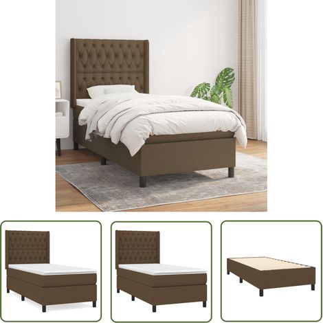 The Living Store Boxspringbett mit Matratze Dunkelbraun 100x200 cm Stoff - Boxspringbett - Doppelbett - Bettenrahmen - Lattenrost - Matratze (1/5)