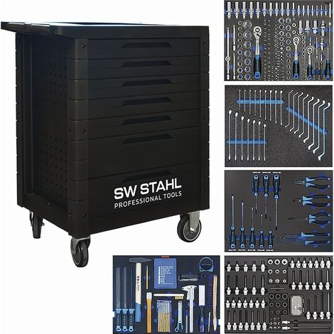 SW STAHL Werkstattwagen Worker-Set H970xB460xT775mmschwarz / schwarz Anz. Schubl. x H 5 x 65 mm, 2 x 140 mm