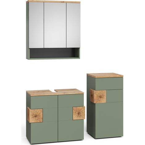 Meubles bain Eden, Vert/Artisan, 3 pièces, Vicco (1/5)