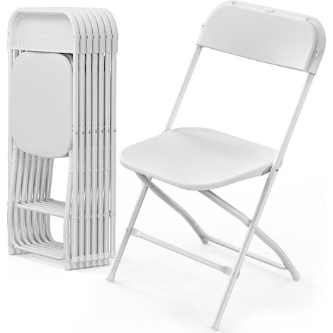 Lot de 10 Chaise, Empilable, Métal, Plastique, Blanc, Jusqu'à 158Kg, Mariage
