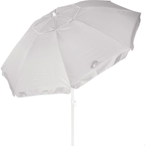 Parasol de plage, protection UV50, diamètre 200 cm, gris, toile Oxford, mât en aluminium 28/32 mm, 8 baleines, housse de transport avec bandoulière incluse (1/5)