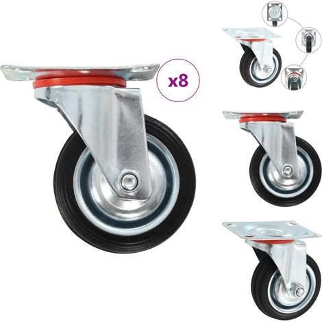 8 pcs Roulettes pivotantes 75 mm - Roulettes Pivotantes - Roulettes Industrielles - Chariots Mobiles - Accessoires Meuble - Fixation Meuble (1/5)