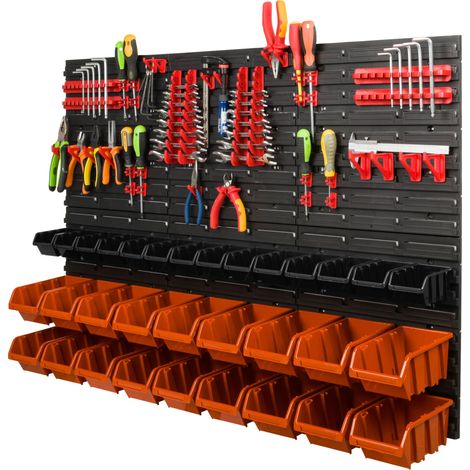Panneau d'outils d'atelier 117 x 78 cm + 32 cuvettes (1/5)