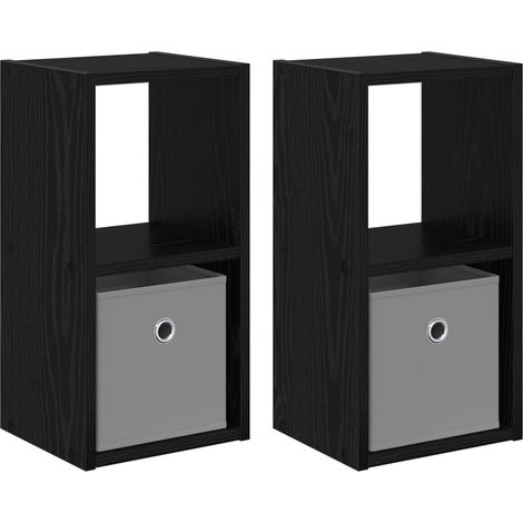 Bedside Table with Drawer 2 pcs Black Oak 25.5 x 22 x 49.5 cm vidaXL