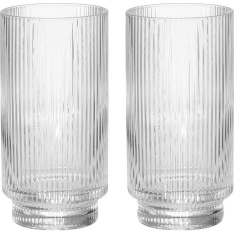 Drinking Glasses, Ribbed Clear Glass, 49 cl, 2-Pack (1/3)