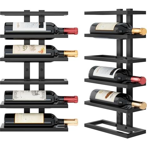 Porte Bouteille Mural, Étagère à Vin en Métal pour Bouteilles, Style Industriel Rangement Vin, Casier à Vin pour Cuisine, Bar, Salle à Manger, Cave, Noir, 27.5 x 10.4 x 52.9CM (1/5)