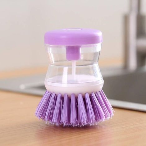 Set aus zwei Spülbürsten, recycelbare Reinigungsbürsten, geeignet zum Reinigen von Töpfen, Pfannen und Küchenspülen, lila. (1/4)