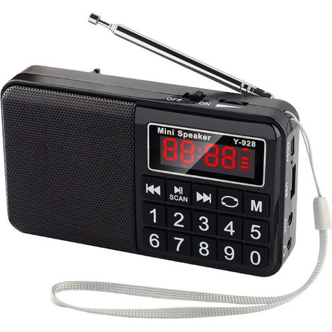 Tragbares Radio, UKW-Radio mit Hochleistungsakku (850 mAh), schwarz