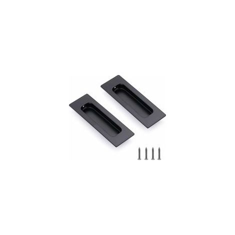 Lot de 2 poignées coquille en inox noires, encastrées, pour portes coulissantes et tiroirs – (1/5)