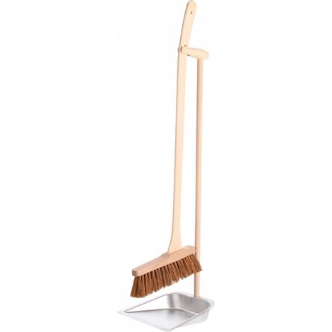 Set de nettoyage balai et pelle à long manche - L 25,5 x H 90,5 cm - Bois de hêtre, acier - Livraison gratuite (1/5)