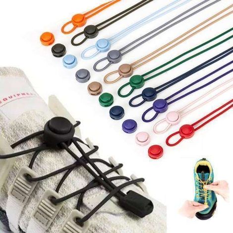 Lacets élastiques avec cordon de serrage - Plus besoin de lacer vos chaussures - Couleur unie