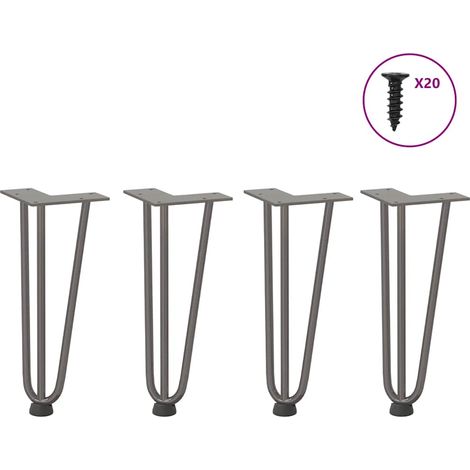 Haarnadelbeine für Couchtisch 4 Stk. Naturstahl 30 cm Massivstahl