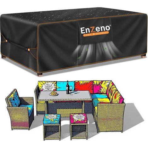 Housse Salon de Jardin Exterieur,Housse Table de Jardin Imperméable,420D Tissu Oxford ,Bache Protection pour Meubles avec évent(200x160x74cm) (1/5)