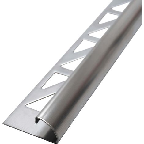 Dalsys Fliesenschiene Viertelkreisprofil Edelstahl, Rundprofil Halbrundprofil Fliesenprofil - Gebürstet 2,5m x 8mm, 1 Stück