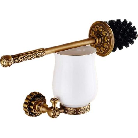 Brosses de Toilette Modernes et Support Simple en céramique Porte-Brosse de Toilette Mural étagère de Salle de Bain Support de Brosse de Toilette d'économie d'espace pour (1/5)