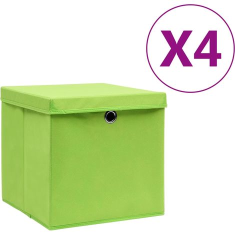Aufbewahrungsboxen mit Deckeln 4 Stk. 28x28x28 cm Grün
