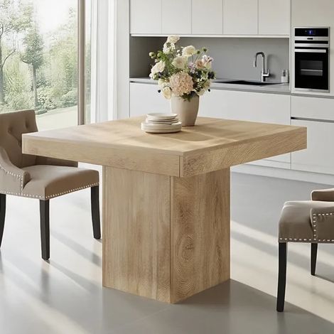 Esstisch 100 x 100 x 80 cm, quadratischer Küchentisch für 4 Personen für Esszimmer, Küche, Wohnzimmer (Hellbraun)