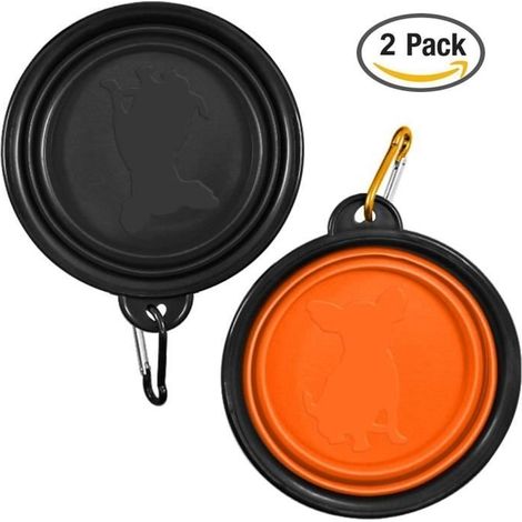 Lot de 2 bols pliables en silicone sans BPA pour chien - gamelles de voyage 340 ml (1/4)