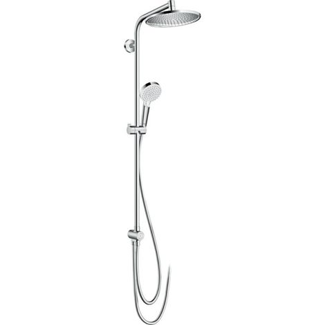 Colonne de douche ou bain douche sans mitigeur HANSGROHE Crometta S 240 chromé + tablette AddStoris (1/5)