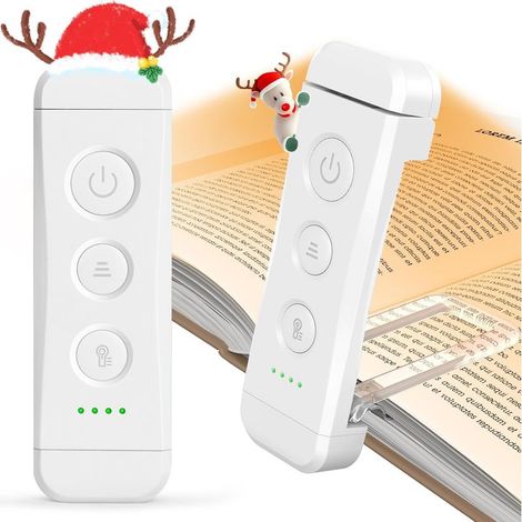 Lámpara de lectura recargable, luz de lectura para la hora de dormir, 3 colores cálidos x 5 niveles de brillo, compacta y duradera, regalo para lectores electrónicos. (1/5)