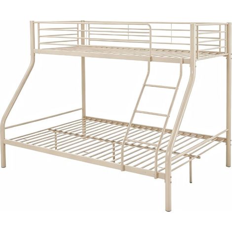 Letto a castello con rete inclusa in metallo "Leo" - 90/140 x 190 cm - Taupe (1/5)