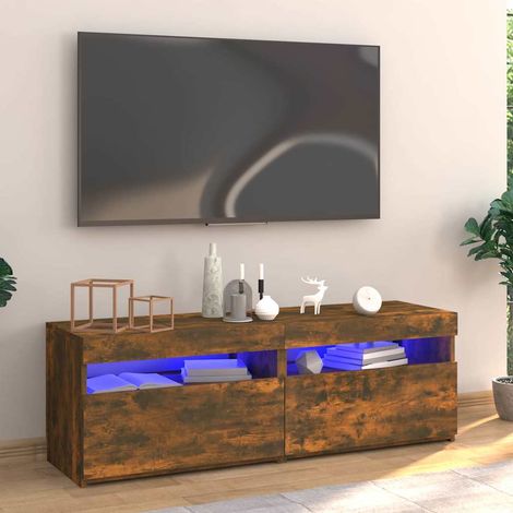 vidaXL TV Cabinet with LED Lights Smoked Oak 120x35x40 cm (1/5)