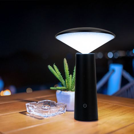 LED Tischleuchte Garten Outdoor Leuchte Batterie Akku Außentischleuchte, dimmbar CCT Schaltung  schwenkbar IP44, 2W 200lm 3000K 4750K 6500K , DxH 14x21 cm