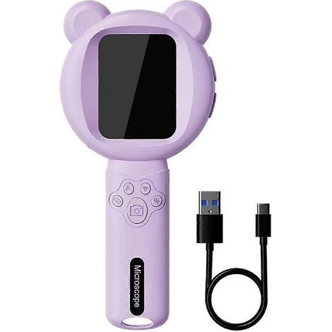 Tragbare digitale Lupe mit 2,8"-IPS-Bildschirm, 2-Megapixel-Videomikroskop, 500-facher Vergrößerung und 15 LEDs für die Reparatur von Leiterplatten (lila). (1/5)