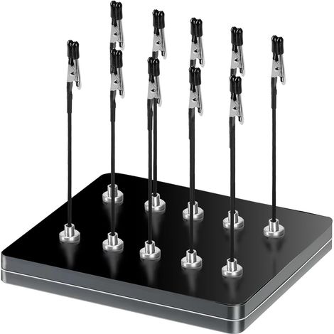 Lot de 10 soudures à troisième main et 1 boîte en fer comme base - Aide à la soudure flexible avec pinces crocodiles et base magnétique - Idéal pour les supports de platine, l'électronique, les (1/5)
