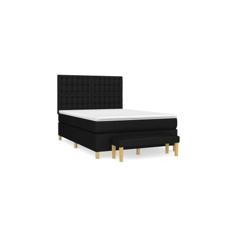 Sommier à lattes de lit avec matelas Noir 140x190 Tissu (1/5)