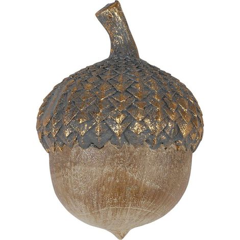 Deko-Eichel Dekofigur Herbstdeko Winterdeko Weihnachtsdeko Tischdeko Dekozapfen - gold/grau