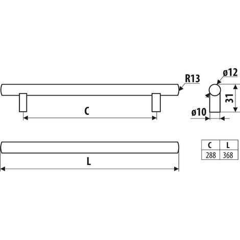 Garde-corps RE10, chrome brillant, 288 mm